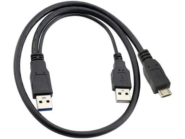 Alt view image 3 of 6 - USB 2.0 two Male to Micro USB 5Pin Male Y Cable 80cm for external Hard Disk Drive U2-072-0.8M