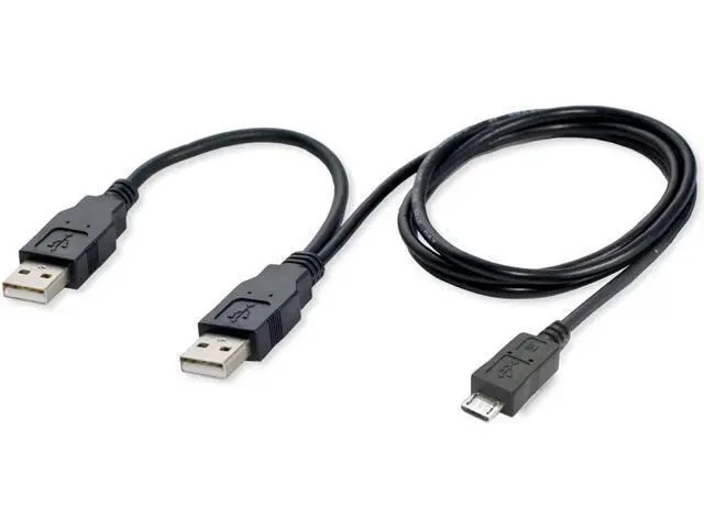 Alt view image 2 of 6 - USB 2.0 two Male to Micro USB 5Pin Male Y Cable 80cm for external Hard Disk Drive U2-072-0.8M