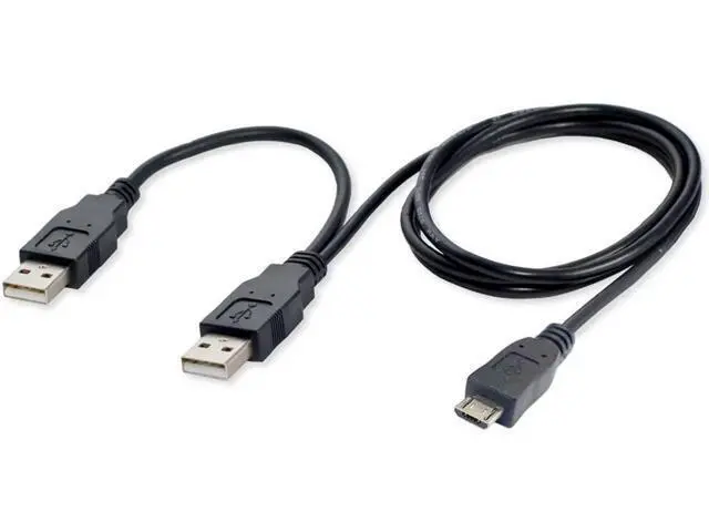 Alt view image 5 of 6 - USB 2.0 two Male to Micro USB 5Pin Male Y Cable 80cm for external Hard Disk Drive U2-072-0.8M