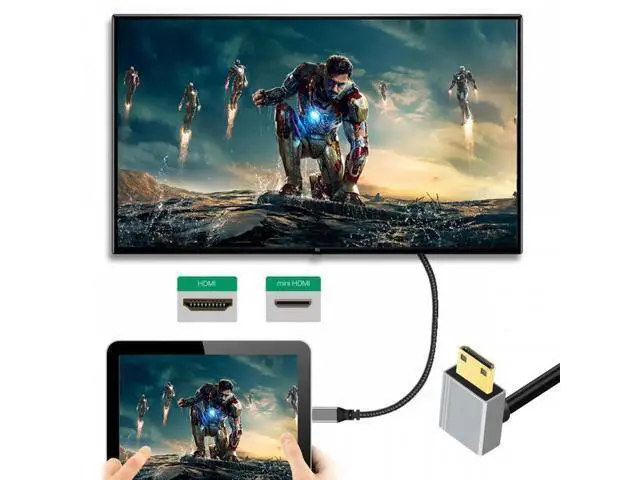 Alt view image 5 of 7 - 90 Degree Down Angled Mini HDMI 2.1 Ultra Thin HDTV Cable 8K 4K Hyper Super Flexible Slim Cord Type-A to Type-C for Camera HDTV