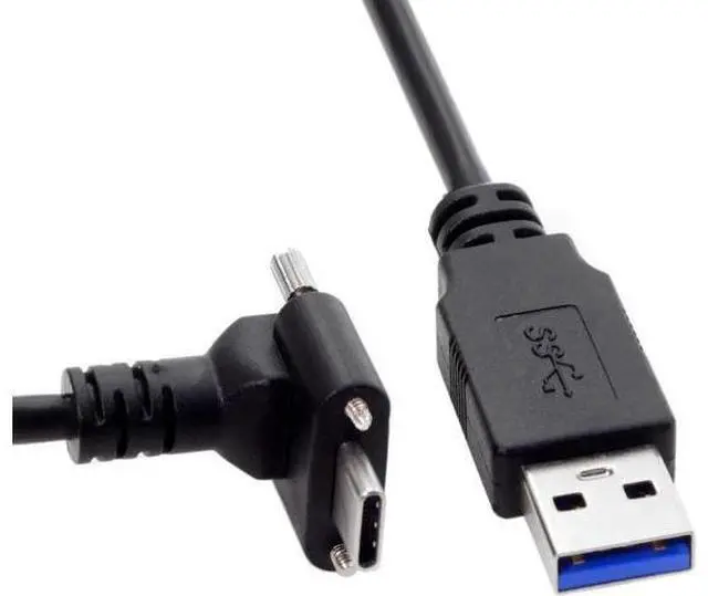 Alt view image 4 of 7 - 1.2M Down Up Angled USB 3.1 Type-C Dual Screw Locking to Standard USB3.0 Data Cable 90 Degree for Camera UC-128-1.2M