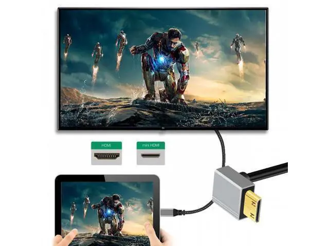 Alt view image 3 of 7 - 90 Degree Up Angled Mini HDMI 2.1 Ultra Thin HDTV Cable 8K 4K Hyper Super Flexible Slim Cord Type-A to Type-C for Camera HDTV
