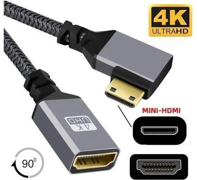 Main image of 4K Type-C MINI HDMI 1.4 Male 90 Degree Right Angled to HDMI Female Extension Cable for DV MP4 Camera DC Laptop