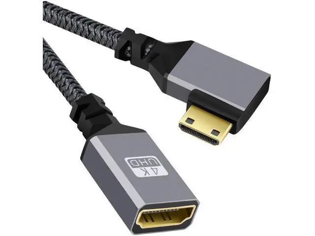 Alt view image 2 of 7 - 4K Type-C MINI HDMI 1.4 Male 90 Degree Right Angled to HDMI Female Extension Cable for DV MP4 Camera DC Laptop