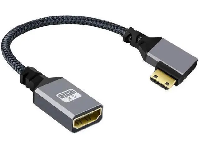 Alt view image 3 of 7 - 4K Type-C MINI HDMI 1.4 Male 90 Degree Right Angled to HDMI Female Extension Cable for DV MP4 Camera DC Laptop