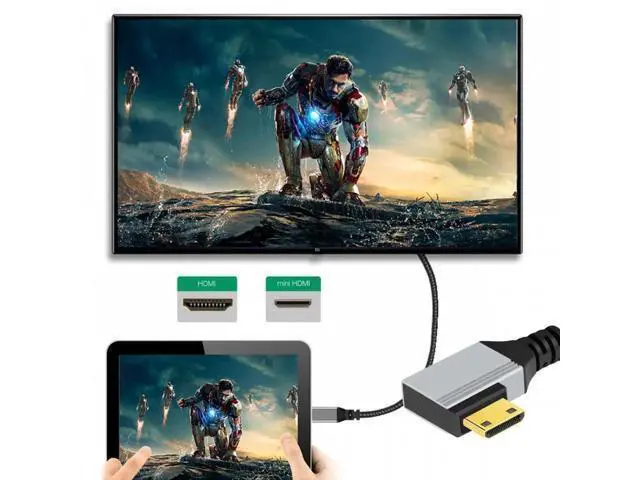 Alt view image 3 of 7 - 90 Degree Left Angled Mini HDMI 2.1 Ultra Thin HDTV Cable 8K 4K Hyper Super Flexible Slim Cord Type-A to Type-C for Camera HDTV