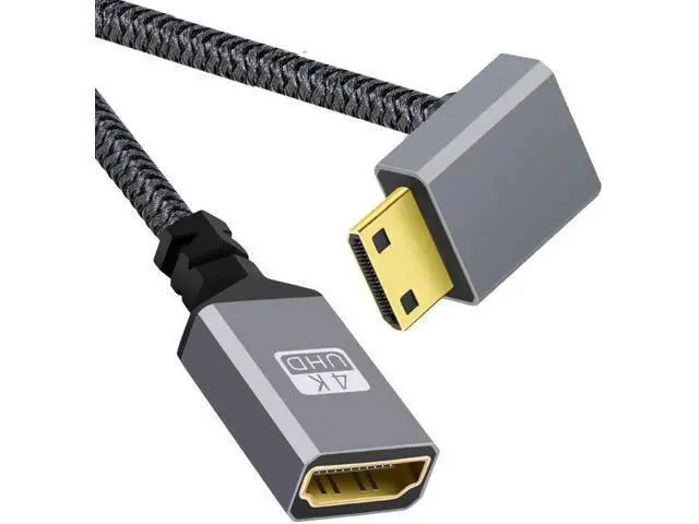 Alt view image 3 of 6 - 4K Type-C MINI HDMI 1.4 Male 90 Degree Down Angled to HDMI Female Extension Cable for DV MP4 Camera DC Laptop