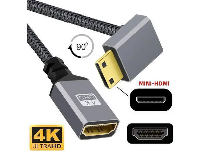 Alt view image 4 of 6 - 4K Type-C MINI HDMI 1.4 Male 90 Degree Down Angled to HDMI Female Extension Cable for DV MP4 Camera DC Laptop