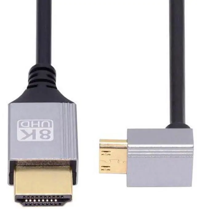 Main image of 90 Degree Up Angled Mini HDMI 2.1 Ultra Thin HDTV Cable 8K 4K Hyper Super Flexible Slim Cord Type-A to Type-C for Camera HDTV