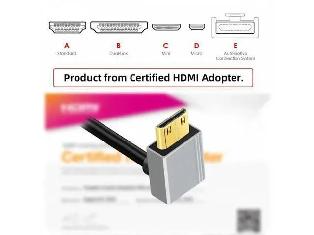 Alt view image 2 of 7 - 90 Degree Up Angled Mini HDMI 2.1 Ultra Thin HDTV Cable 8K 4K Hyper Super Flexible Slim Cord Type-A to Type-C for Camera HDTV