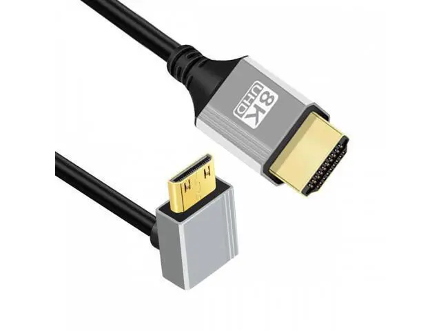 Alt view image 4 of 7 - 90 Degree Up Angled Mini HDMI 2.1 Ultra Thin HDTV Cable 8K 4K Hyper Super Flexible Slim Cord Type-A to Type-C for Camera HDTV