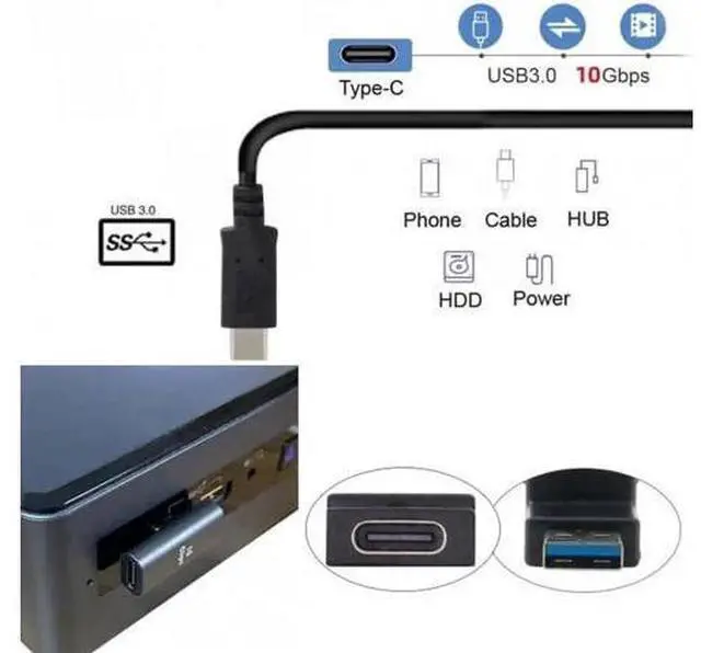 Alt view image 2 of 6 - UC-067-LP USB-C Type C Female Low Profile 90 Degree Left Angled to USB 3.0 A Male Data Adapter for Laptop Desktop