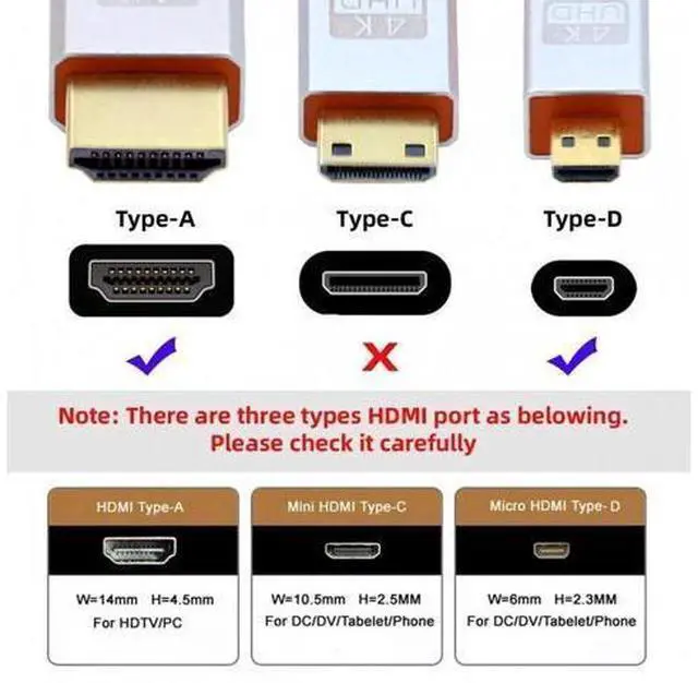 Alt view image 4 of 7 - 0.3m HDMI 2.0 Male to Micro HDMI Type-D Male 4K 60hz Cable with Sleeve Straight Connector for HDTV Computer Laptop Monitor
