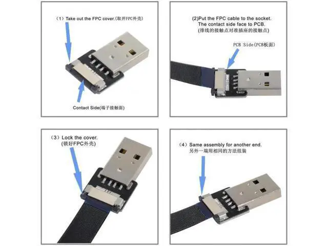 Alt view image 4 of 7 - USB 2.0 Type-A Male to Female Extension Data Flat Slim FPC Cable for FPV and Disk and Scanner and Printer 6.6"feet