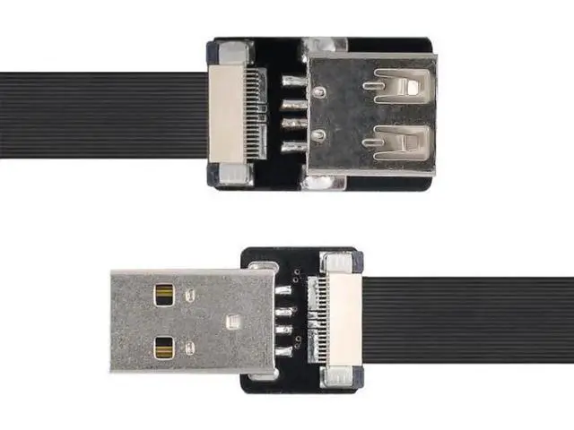 Alt view image 2 of 7 - USB 2.0 Type-A Male to Female Extension Data Flat Slim FPC Cable for FPV and Disk and Scanner and Printer 6.6"feet