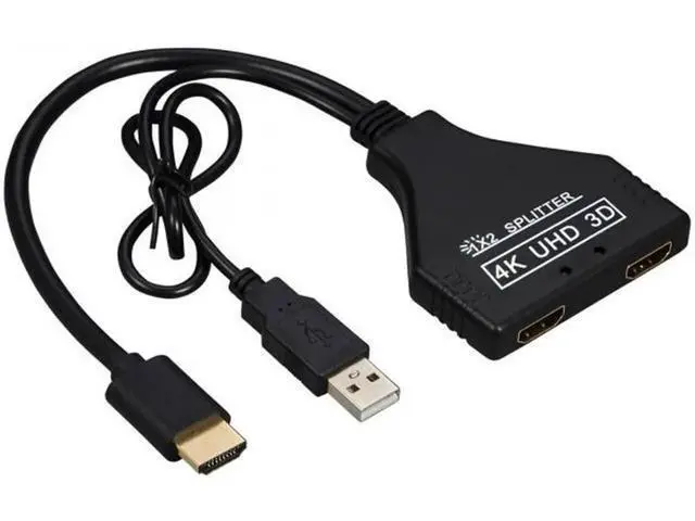 Alt view image 4 of 5 - HDMI-Compatible 1.3 to Dual Female Splitter Switch Extension Adapter Cable with Power for HDTV Laptop 1080P