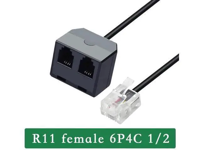 Alt view image 2 of 6 - RJ11 1 to 2 Phone Line Splitter 6P4C Plugs Four Core Adapter with 4.8inch Cable for Telephone Fax Machine (2)