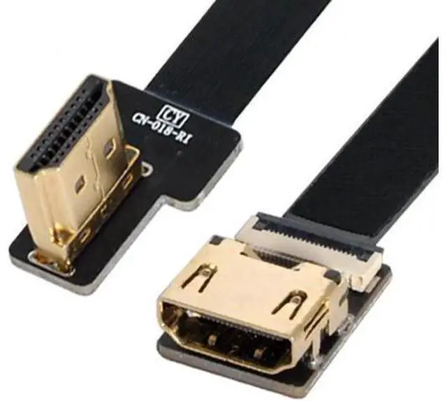 Alt view image 6 of 7 - Left Angled 90 Degree HDMI Male to Female FPC Flat Cable for HDTV Multicopter Aerial Photography 1.5"