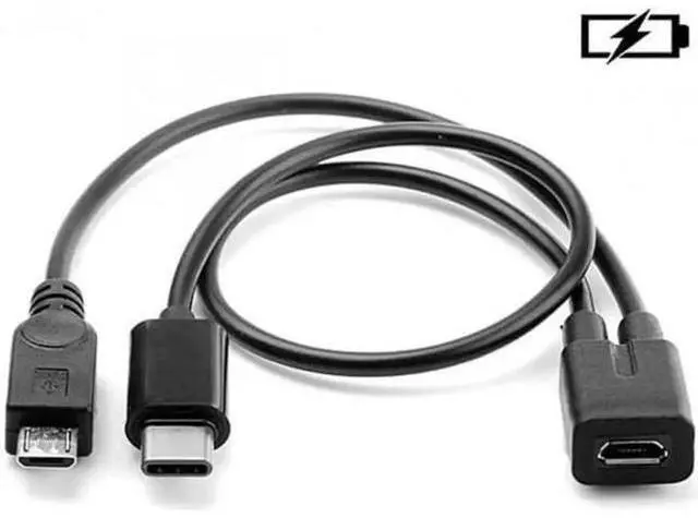 Alt view image 3 of 6 - UC-004 Micro USB Female to USB-C Type C USB 3.1Micro USB Male Splitter Extension Charge Cable