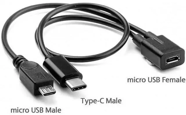 Alt view image 6 of 6 - UC-004 Micro USB Female to USB-C Type C USB 3.1Micro USB Male Splitter Extension Charge Cable