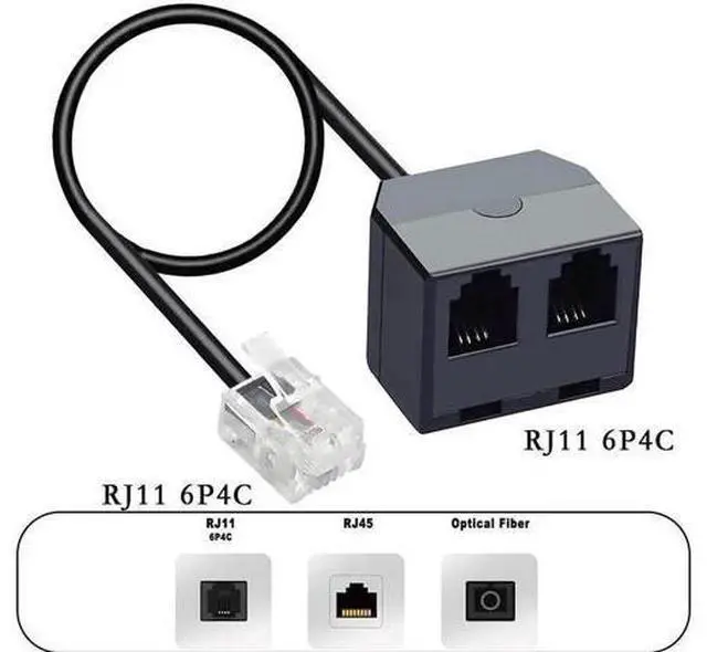 Alt view image 4 of 6 - RJ11 1 to 2 Phone Line Splitter 6P4C Plugs Four Core Adapter with 4.8inch Cable for Telephone Fax Machine (2)
