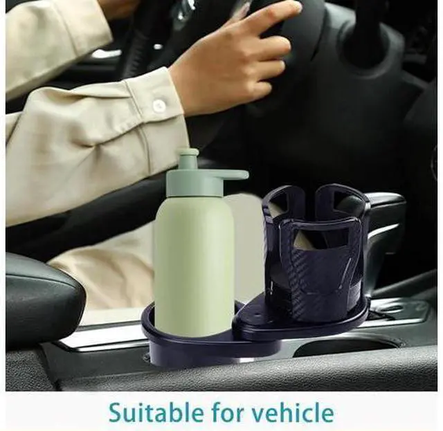 Alt view image 3 of 7 - Car Cup Holder, 360° Rotating Cup Holder Expander Multifunctional 2 in 1 Car Drink Holders Universal Compatible for Most Vehicles Black