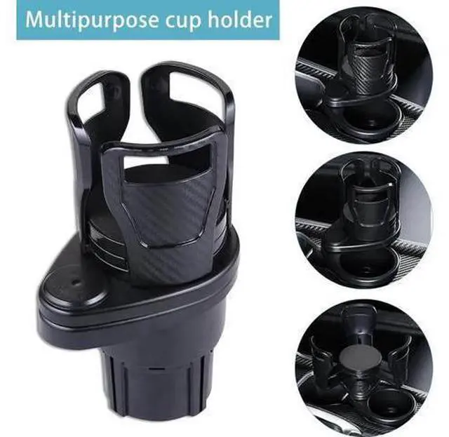 Alt view image 6 of 7 - Car Cup Holder, 360° Rotating Cup Holder Expander Multifunctional 2 in 1 Car Drink Holders Universal Compatible for Most Vehicles Black
