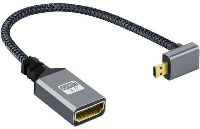 Main image of 4K Type-D Micro HDMI 1.4 Male 90 Degree Down Angled to HDMI Female Extension Cable for DV MP4 Camera DC Laptop