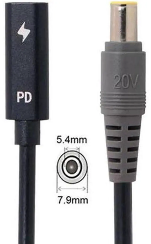 Alt view image 2 of 5 - UC-109-7954MM Type C USB-C Female Input to DC 7.9*5.4mm Power PD Charge Cable fit for Laptop 18-20V