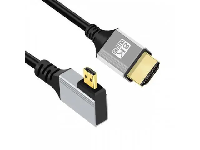Alt view image 6 of 7 - 90 Degree Left Angled Micro HDMI 2.1 Ultra Thin HDTV Cable 8K 4K Hyper Super Flexible Slim Cord Type-A to Type-D for Camera HDTV