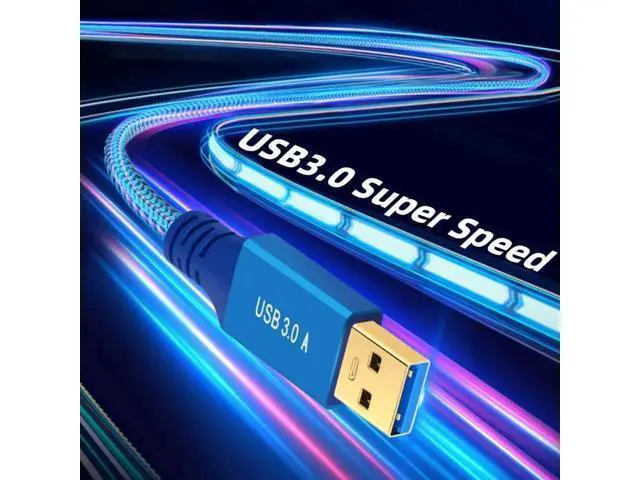 Alt view image 3 of 7 - 0.6M USB 3.0 Type-A Male to USB3.0 Type-B Male Cable Extension Blue 5Gbps for Disk SSD Camera Data