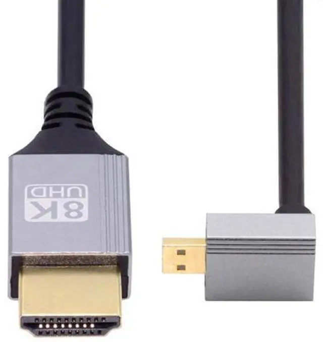 Main image of 90 Degree Down Angled Micro HDMI 2.1 Ultra Thin HDTV Cable 8K 4K Hyper Super Flexible Slim Cord Type-A to Type-D for Camera HDTV