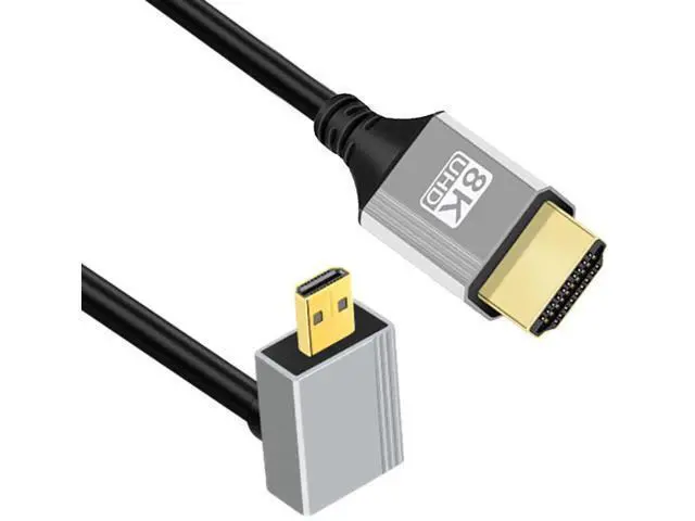 Alt view image 4 of 7 - 90 Degree Down Angled Micro HDMI 2.1 Ultra Thin HDTV Cable 8K 4K Hyper Super Flexible Slim Cord Type-A to Type-D for Camera HDTV