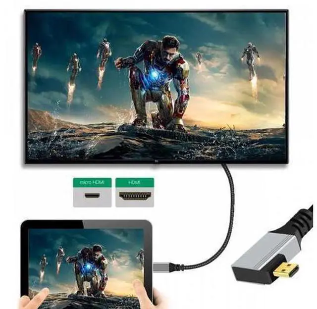Alt view image 6 of 7 - 90 Degree Left Angled Micro HDMI 2.1 Ultra Thin HDTV Cable 8K 4K Hyper Super Flexible Slim Cord Type-A to Type-D for Camera HDTV