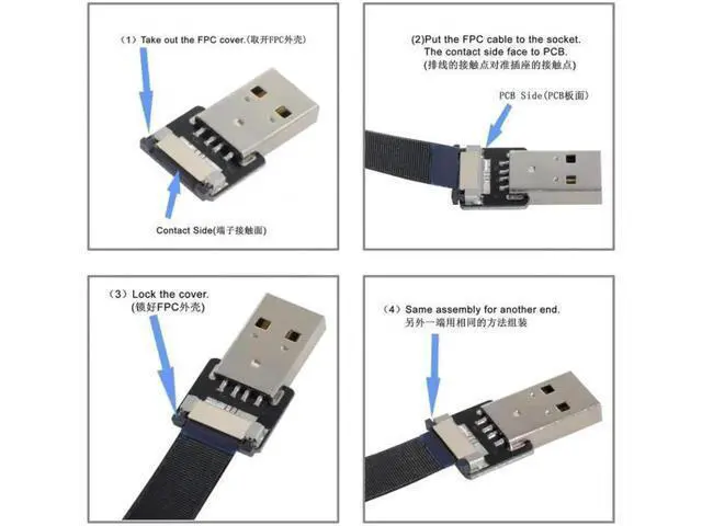 Alt view image 2 of 7 - USB 2.0 Type-A Male to Type-A Male Data Flat Slim FPC Cable for FPV and Disk and Scanner and Printer 6.6"feet