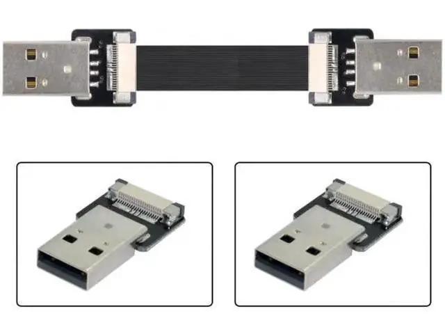 Alt view image 3 of 7 - USB 2.0 Type-A Male to Type-A Male Data Flat Slim FPC Cable for FPV and Disk and Scanner and Printer 6.6"feet