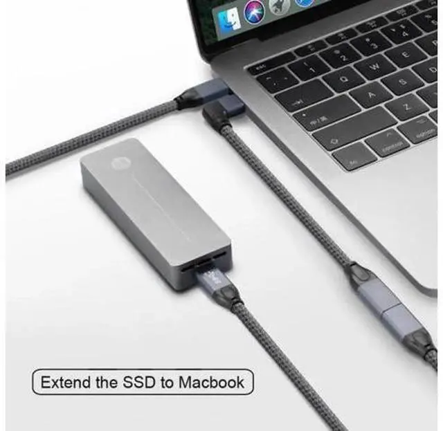 Alt view image 2 of 6 - Left Right Angled USB-C USB 3.1 Type C Male to Female Extension Data Cable with Sleeve for Laptop