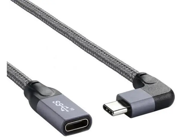 Alt view image 3 of 6 - Left Right Angled USB-C USB 3.1 Type C Male to Female Extension Data Cable with Sleeve for Laptop
