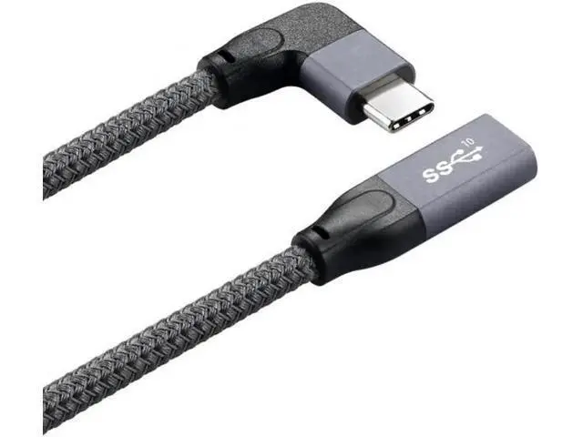 Alt view image 5 of 6 - Left Right Angled USB-C USB 3.1 Type C Male to Female Extension Data Cable with Sleeve for Laptop