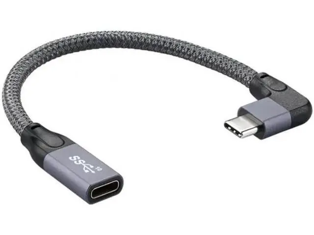 Alt view image 6 of 6 - Left Right Angled USB-C USB 3.1 Type C Male to Female Extension Data Cable with Sleeve for Laptop