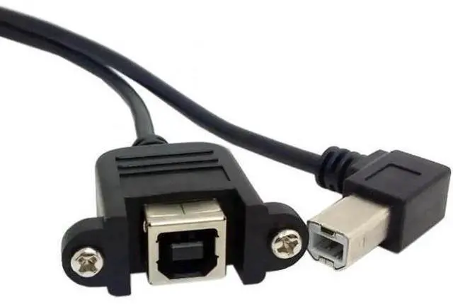 Alt view image 2 of 6 - U2-132-RI-1.0M Right angled USB B Male to Female extension cable with screws for Panel Mount 1m