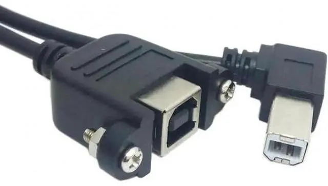 Alt view image 3 of 6 - U2-132-RI-1.0M Right angled USB B Male to Female extension cable with screws for Panel Mount 1m