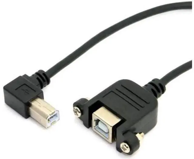 Alt view image 4 of 6 - U2-132-RI-1.0M Right angled USB B Male to Female extension cable with screws for Panel Mount 1m
