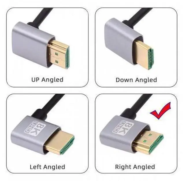 Alt view image 4 of 7 - HDMI 2.1 Ultra Thin HDTV Cable 8K 4K Hyper Super Flexible Slim Cord Right Angled to Right Angled 90 Degree Type-A for Computer HDTV