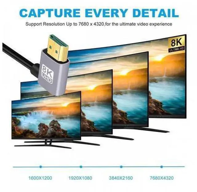 Alt view image 5 of 7 - HDMI 2.1 Ultra Thin HDTV Cable 8K 4K Hyper Super Flexible Slim Cord Right Angled to Right Angled 90 Degree Type-A for Computer HDTV
