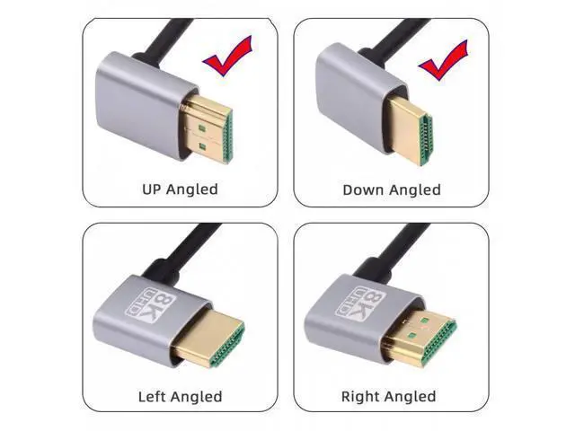 Alt view image 3 of 6 - HDMI 2.1 Ultra Thin HDTV Cable 8K 4K Hyper Super Flexible Slim Cord Down Angled to Up Angled 90 Degree Type-A for Computer HDTV