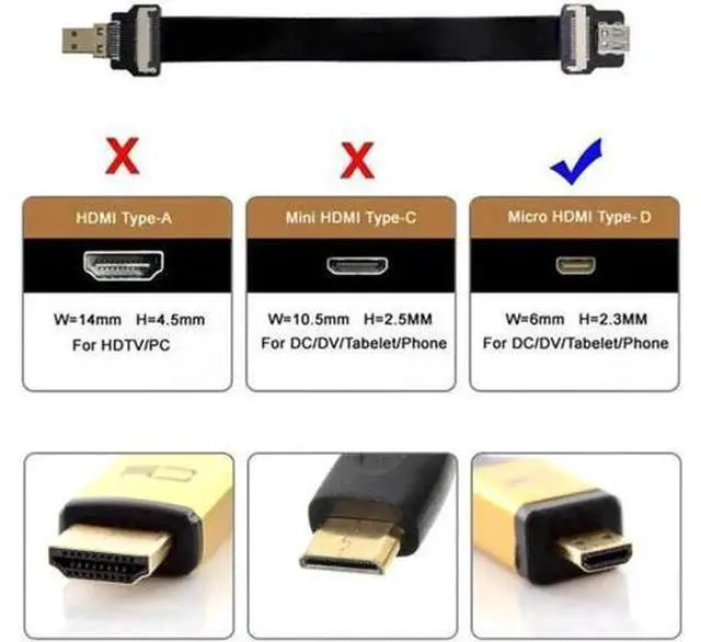 Alt view image 2 of 6 - Micro HDMI Male to Micro HDMI Female Extension FPC Flat Cable 1080P for FPV HDTV Multicopter Aerial Photography