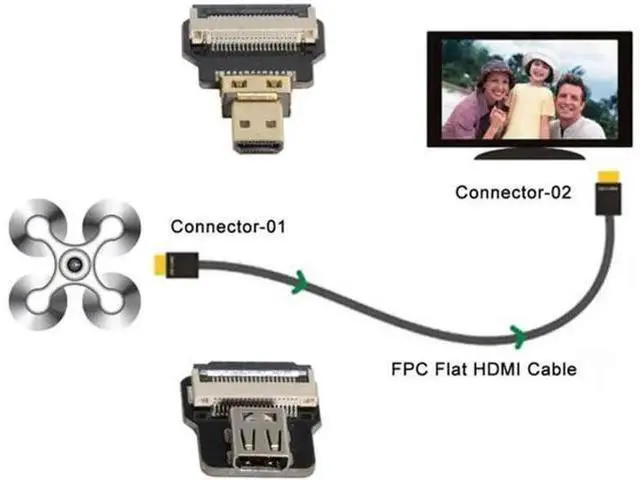 Alt view image 6 of 6 - Micro HDMI Male to Micro HDMI Female Extension FPC Flat Cable 1080P for FPV HDTV Multicopter Aerial Photography