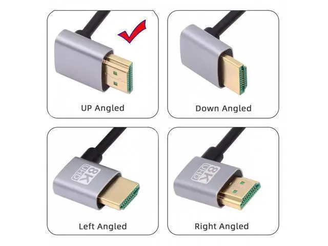 Alt view image 6 of 7 - HDMI 2.1 Ultra Thin HDTV Cable 8K 4K Hyper Super Flexible Slim Cord Up Angled to Up Angled 90 Degree Type-A for Computer HDTV