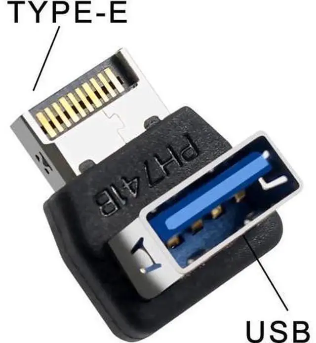 Alt view image 4 of 7 - PH741 Type-E to USB3.0 90-Degree Adapter 10Gbps Front Panel Socket Header with Case for Computer Motherboard (PH741B)